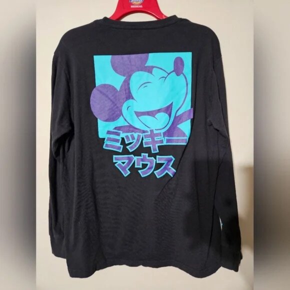 VINTAGE - Disney Mickey Mouse Large Black Long Sleeve Japanese Graphic Tee - Picture 6 of 8